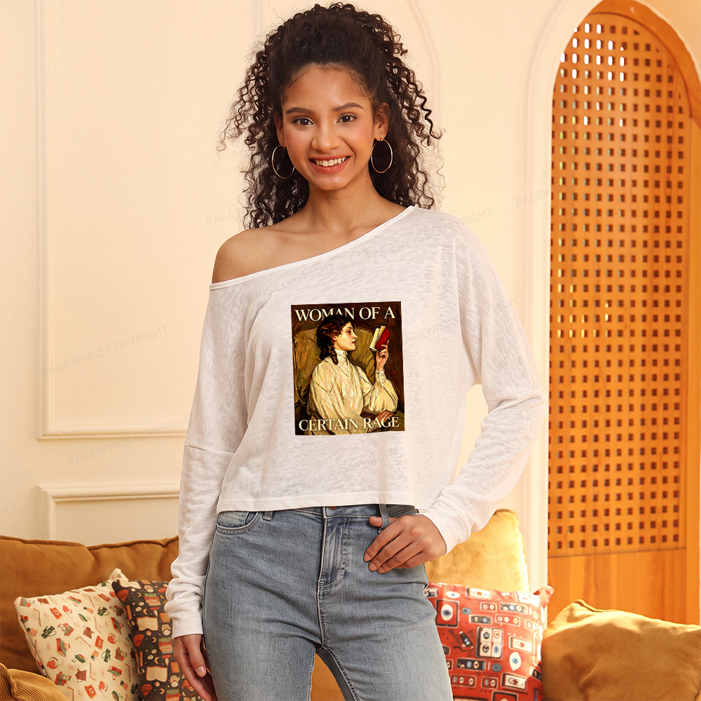 Pagewings Woman Of A Certain Rage Slouchy Long Sleeve Off Shoulder T-shirt