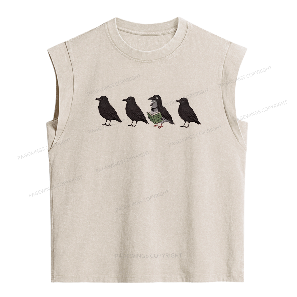 Pagewings Funny Crow Women's Washed Tank Top