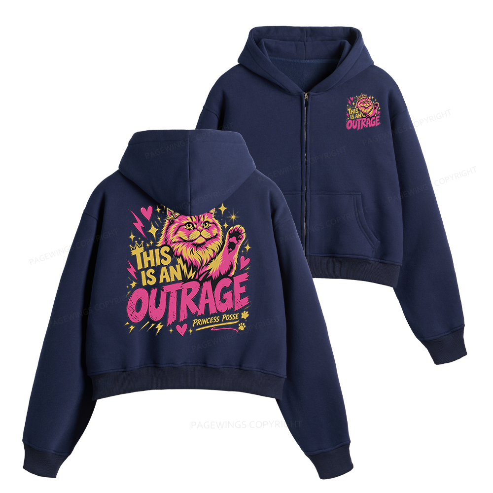 Pagewings This Is An Outrage Fleece Zip-Up Hoodie