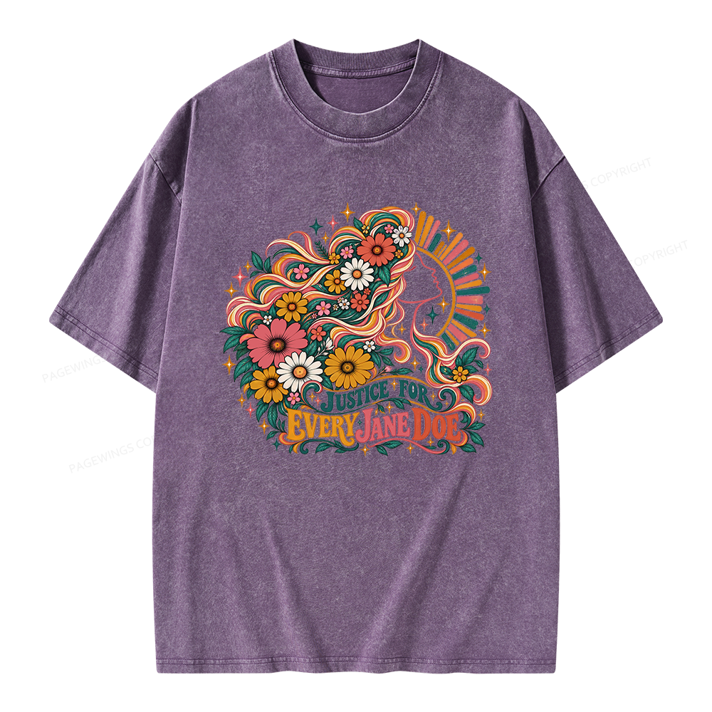 Pagewings Justice for Every Jane Doe Unisex Washed T-shirt