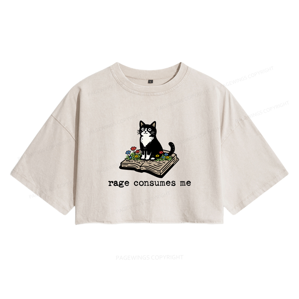 Pagewings Rage Consumes Me Women's Washed Cropped T-shirt