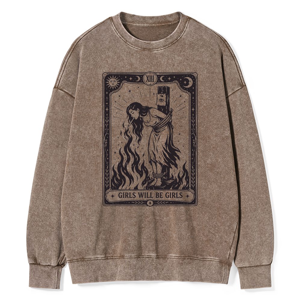 Pagewings Girls Will Be Girls Unisex Washed Sweatshirt