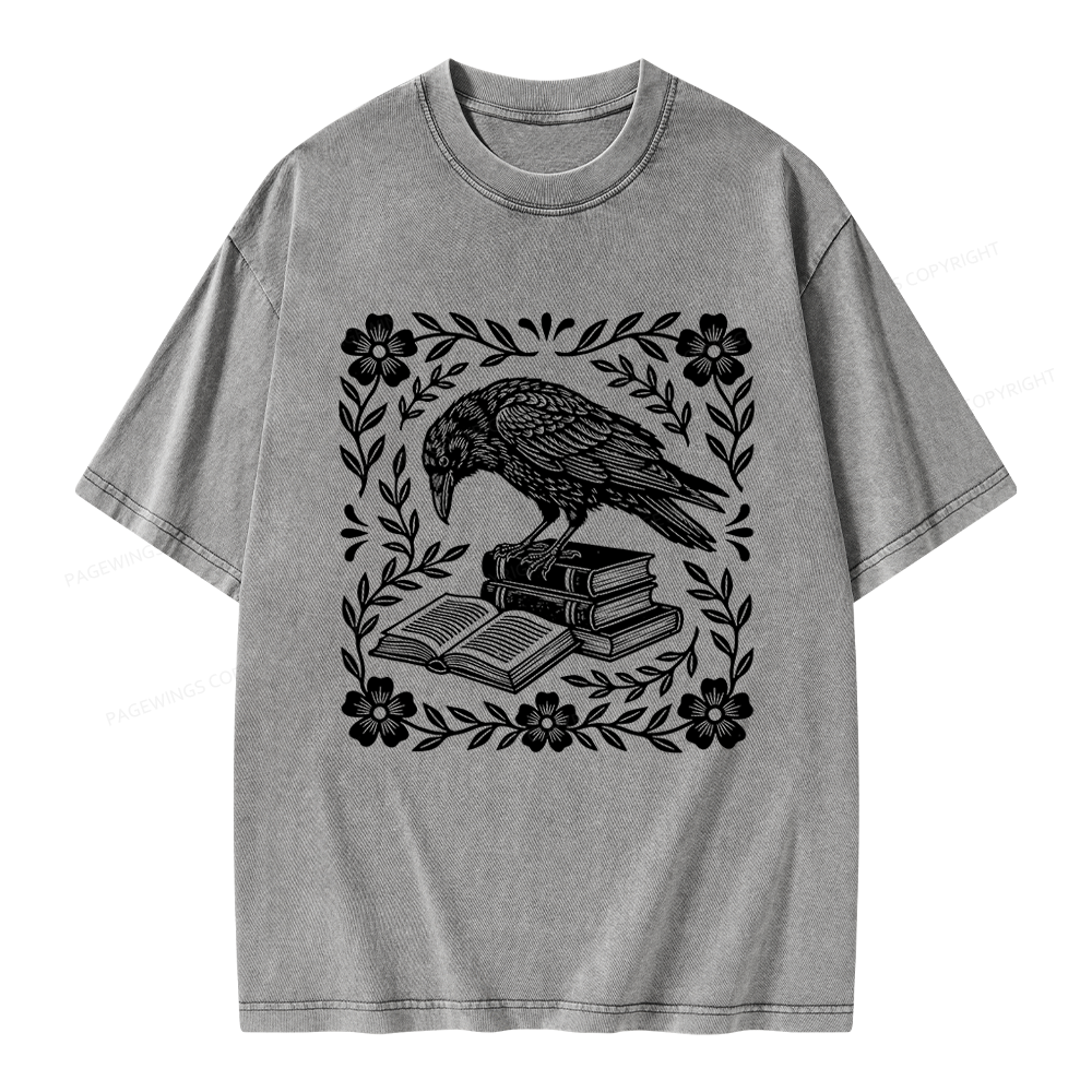 Pagewings Bookish Raven Unisex Washed T-shirt