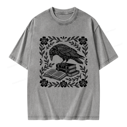 Pagewings Bookish Raven Unisex Washed T-shirt