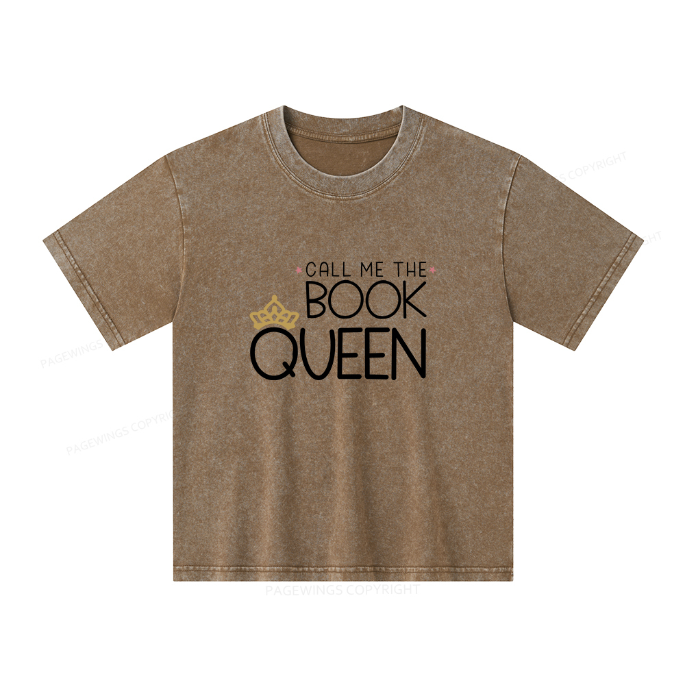 Pagewings Call Me The Book Queen Unisex Kids Washed T-shirt