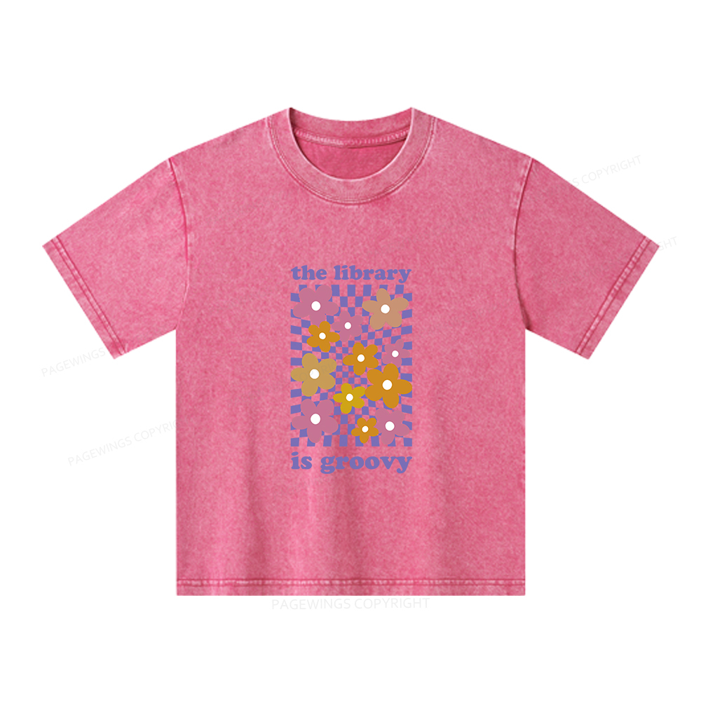 Pagewings The Library is Groovy Unisex Kids Washed T-shirt