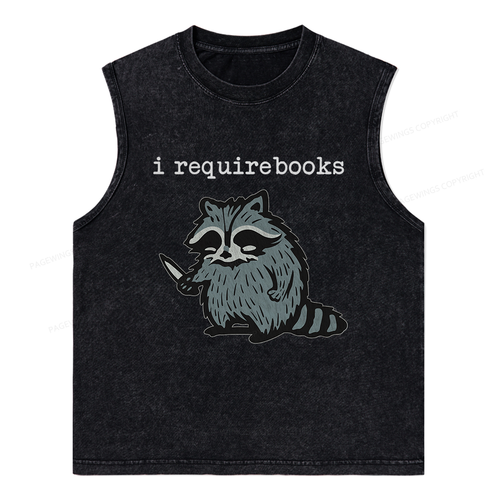 Pagewings I Require Books Unisex Washed Tank Top