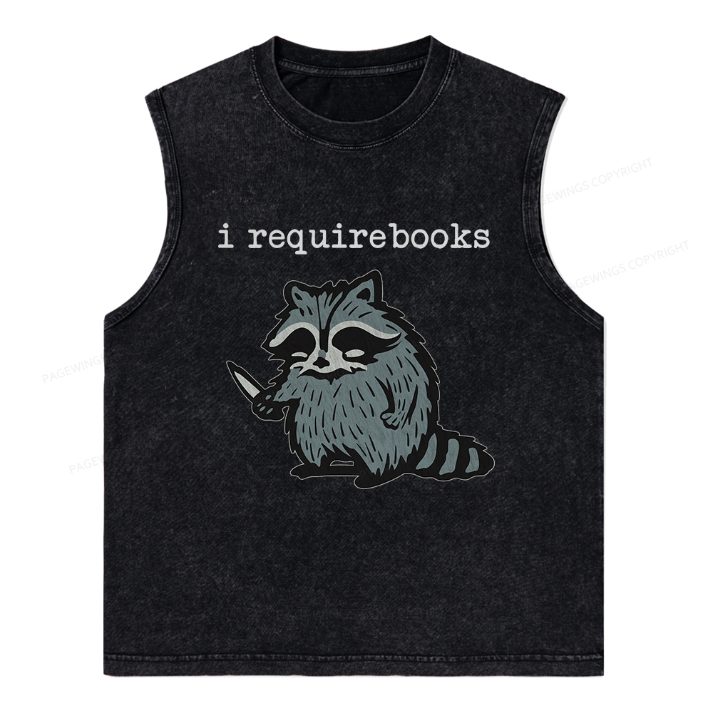 Pagewings I Require Books Unisex Washed Tank Top