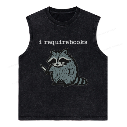 Pagewings I Require Books Unisex Washed Tank Top