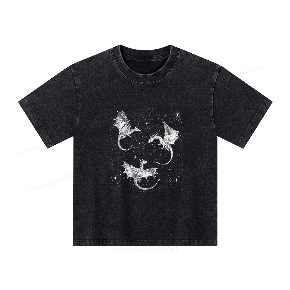 Pagewings Dragon Fantasy Unisex Kids Washed T-shirt