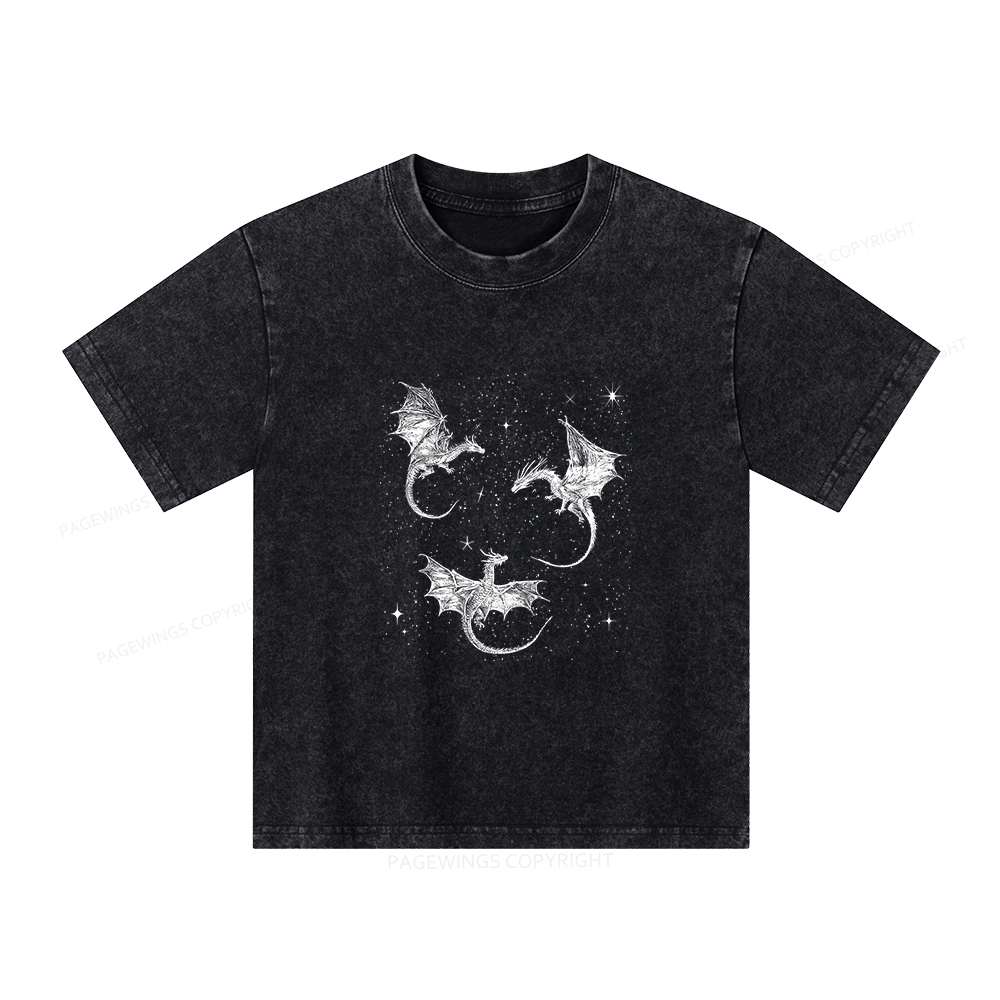 Pagewings Dragon Fantasy Unisex Kids Washed T-shirt