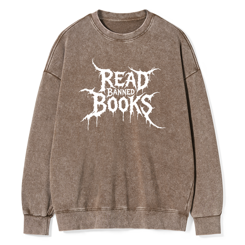 Pagewings Read Banned Books Unisex Washed Sweatshirt