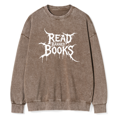 Pagewings Read Banned Books Unisex Washed Sweatshirt