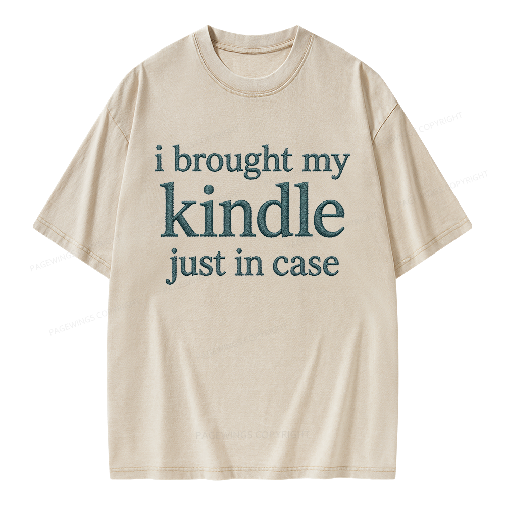 Pagewings Embroidered I Brought My Kindle Unisex Washed T-shirt