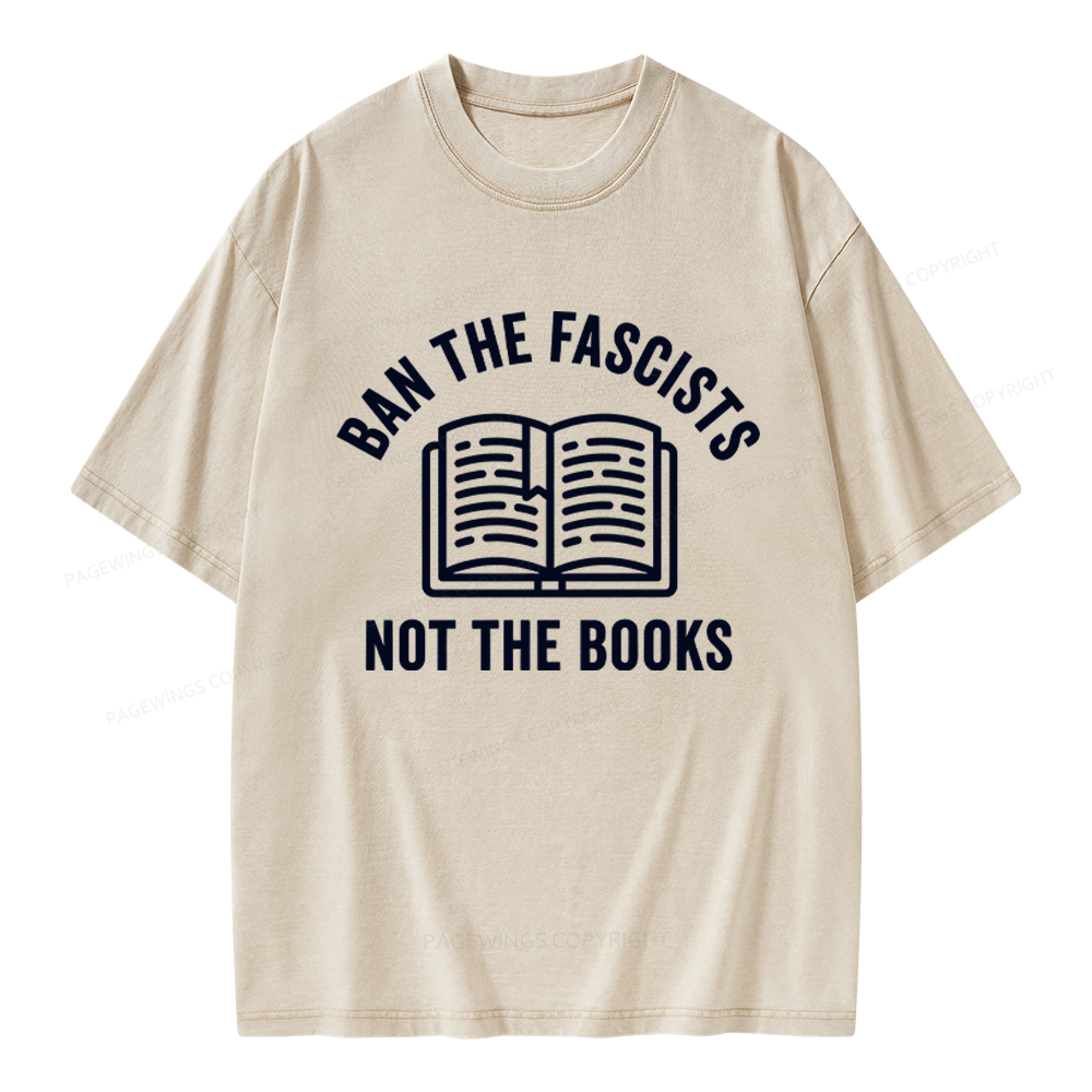 Pagewings Ban Fascists Not Books Unisex Washed T-shirt