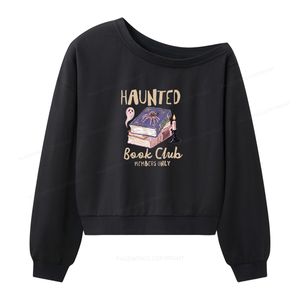 Pagewings Haunted Book Women Off Shoulder Sweatshirt