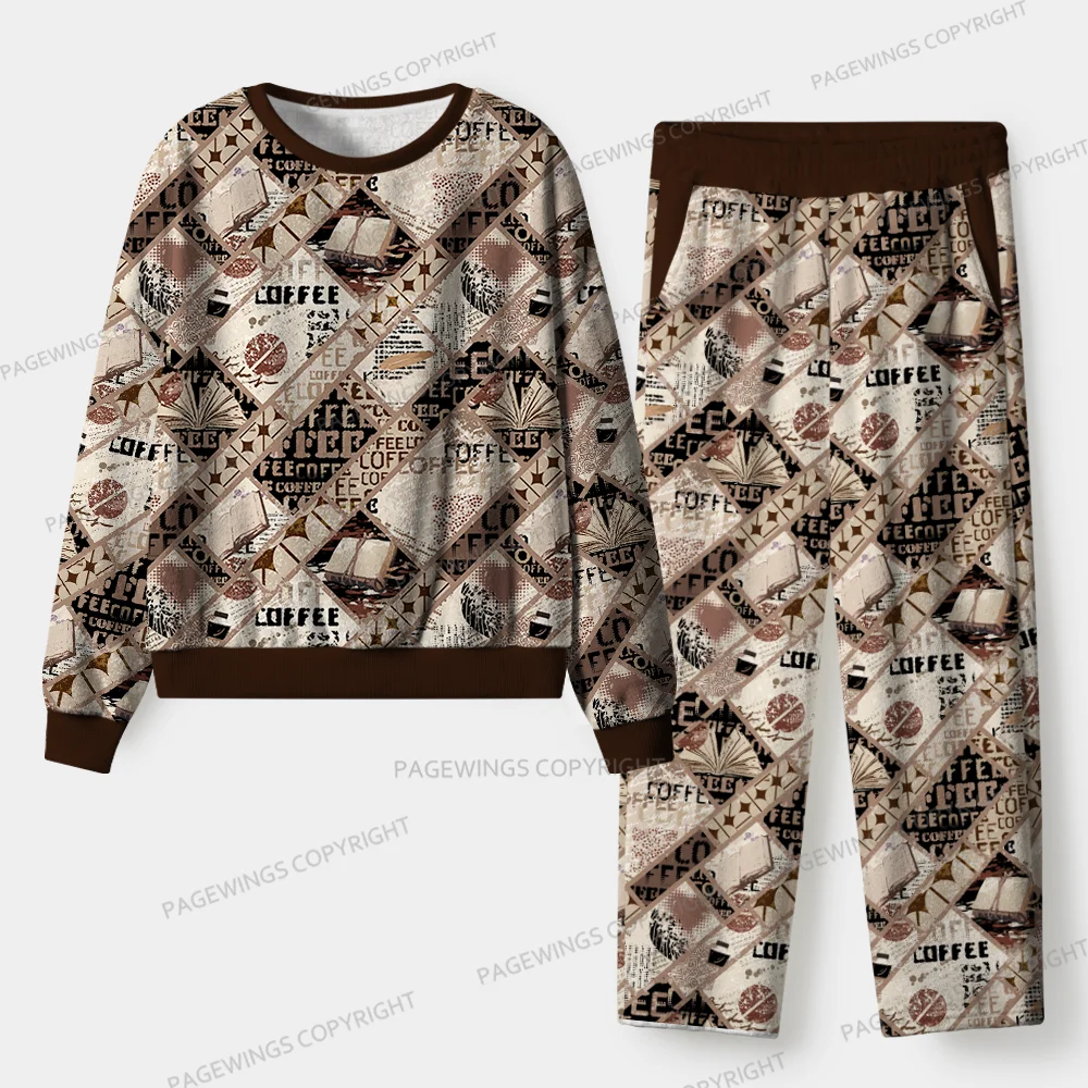 Pagewings Coffee And Books Unisex Flannel Pajama Set