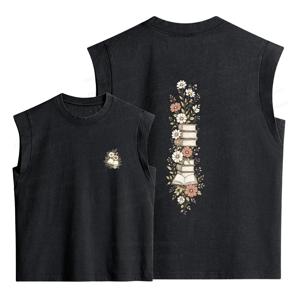 Pagewings Vintage Bookcore Women's Washed Tank Top