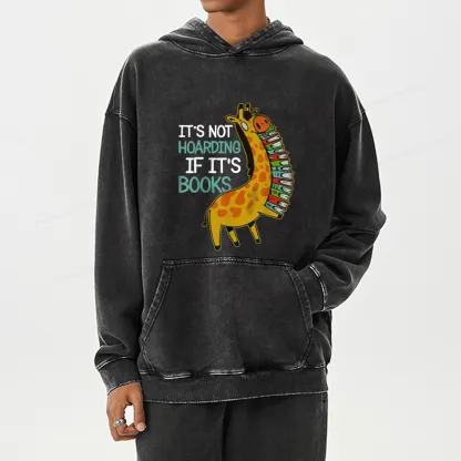 Pagewings It's Not Hoarding If It's Books Unisex Washed Hoodie
