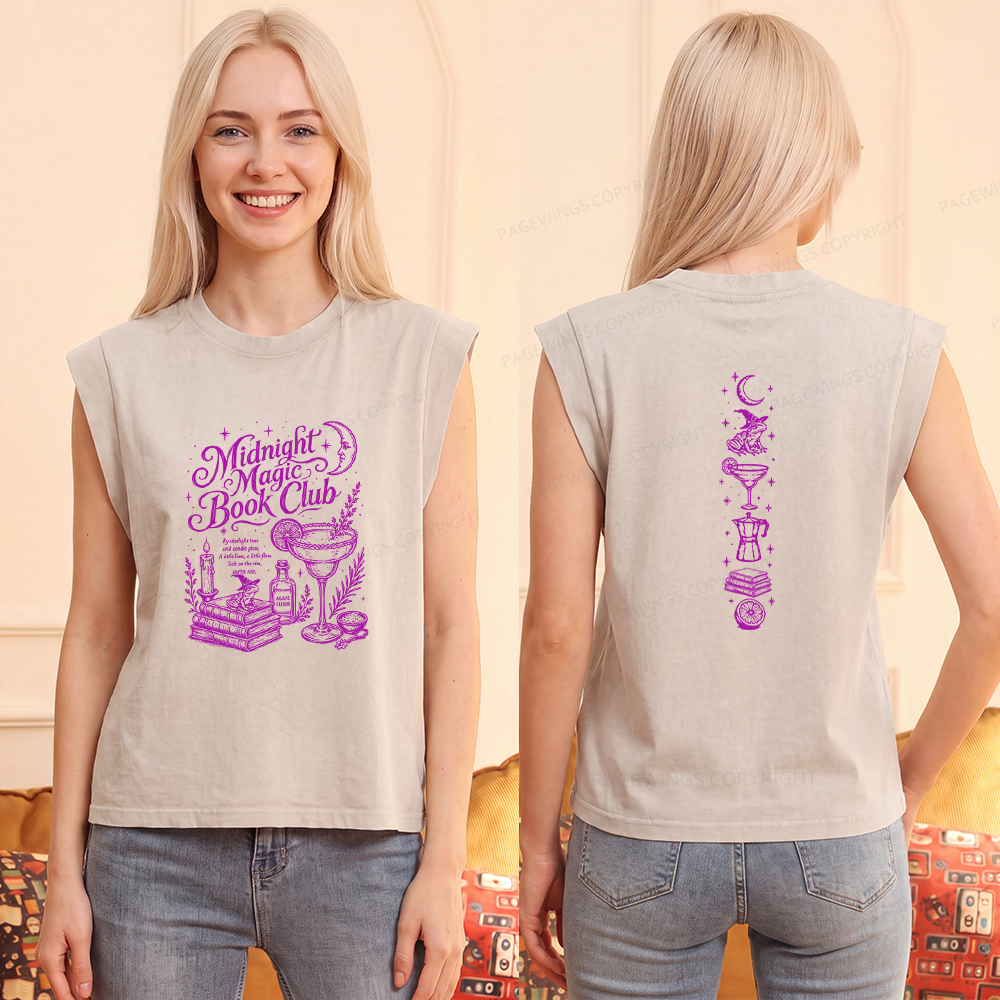 Pagewings Midnight Magic Book Club Women's Washed Tank Top