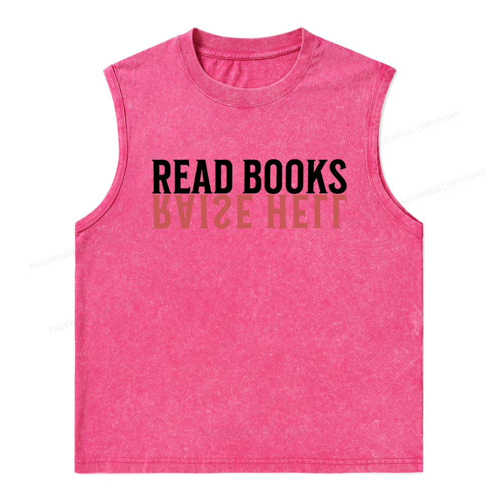Pagewings Raise Hell Read Books  Unisex Washed Tank Top