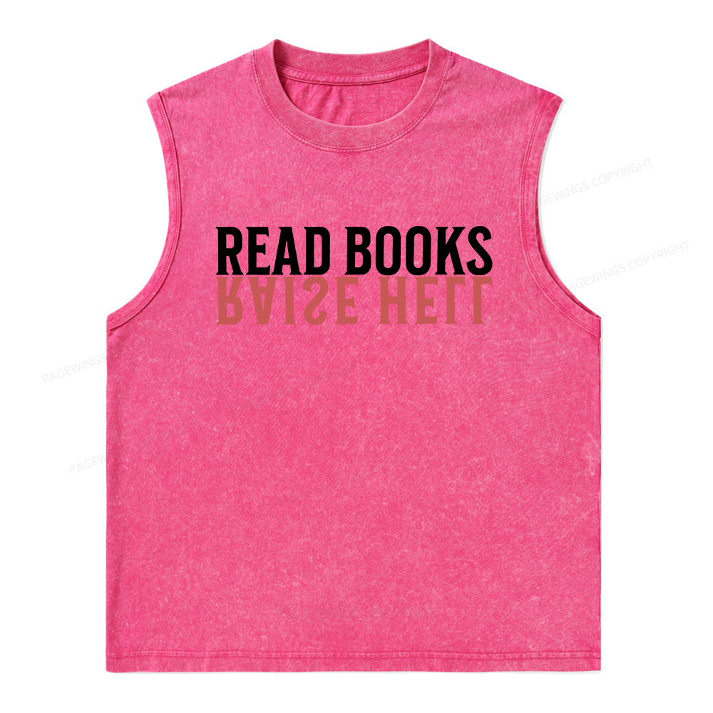 Pagewings Raise Hell Read Books Unisex Washed Tank Top