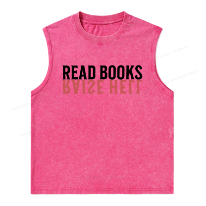 Pagewings Raise Hell Read Books  Unisex Washed Tank Top