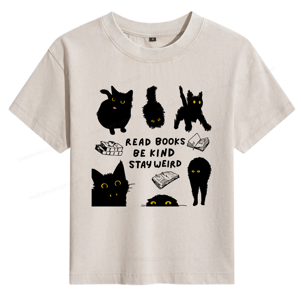 Pagewings Read Books Be Kind Stay Weird Women's Washed T-shirt