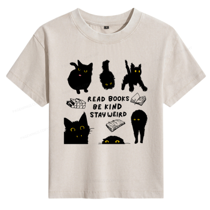 Pagewings Read Books Be Kind Stay Weird Women's Washed T-shirt