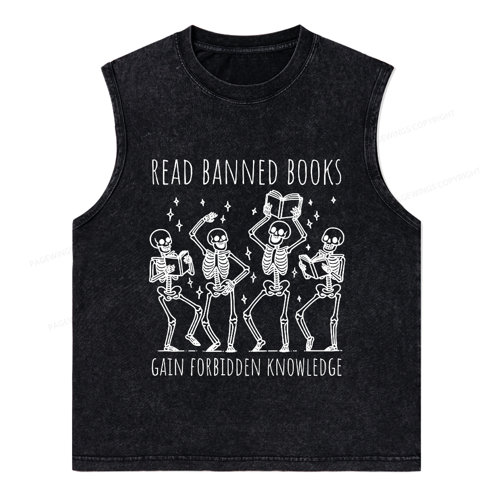 Pagewings Reading Books Tee Book Lover Gift Unisex Washed Tank Top