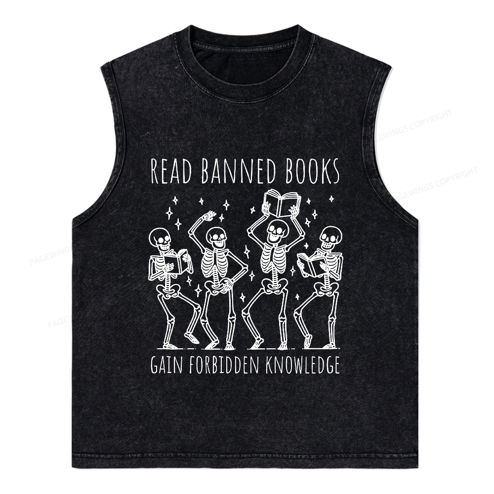 Pagewings Reading Books Tee Book Lover Gift Unisex Washed Tank Top