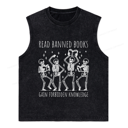 Pagewings Reading Books Tee Book Lover Gift Unisex Washed Tank Top