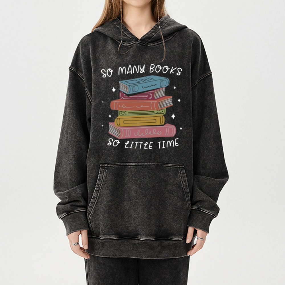 Pagewings So Many Books So Little Time Unisex Washed Hoodie