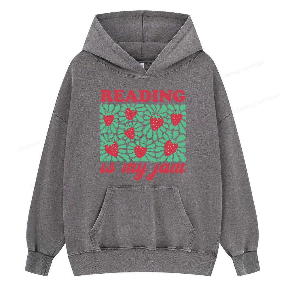 Pagewings Reading Is My Jam Unisex Washed Hoodie