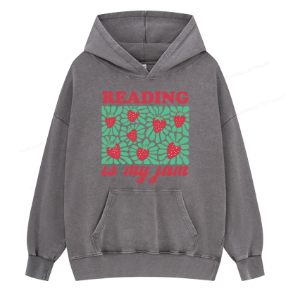 Pagewings Reading Is My Jam Unisex Washed Hoodie