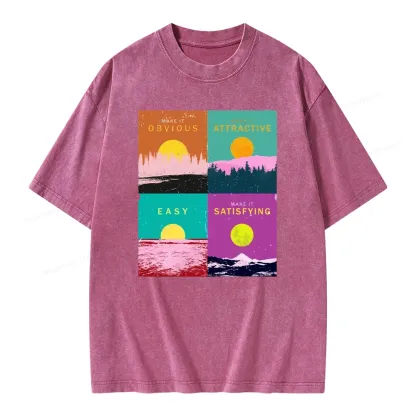 Pagewings Modern Art Atomic Habits Unisex Washed T-shirt