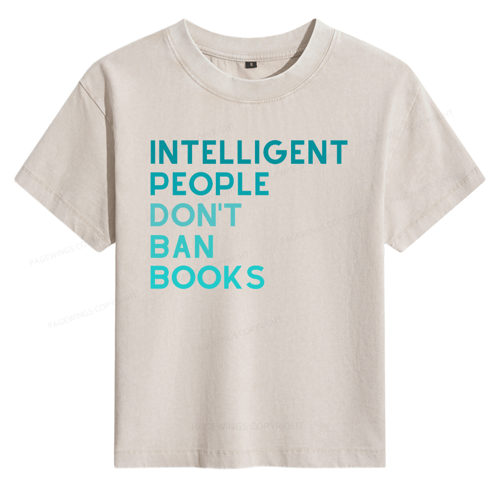 Pagewings Intelligent People Don't Ban Books Women's Washed T-shirt