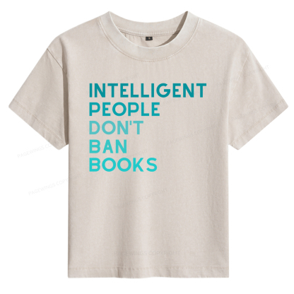 Pagewings Intelligent People Don't Ban Books Women's Washed T-shirt