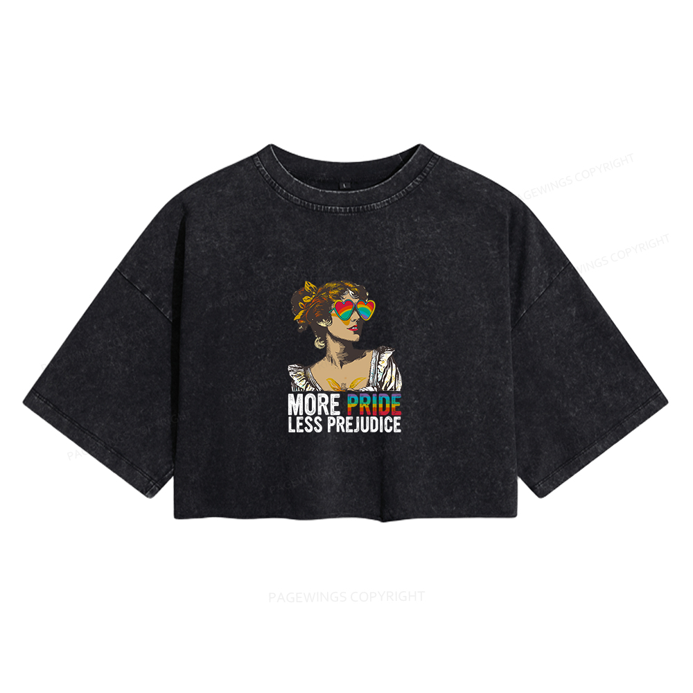 Pagewings More Pride Less Prejudice Women's Washed Cropped T-shirt
