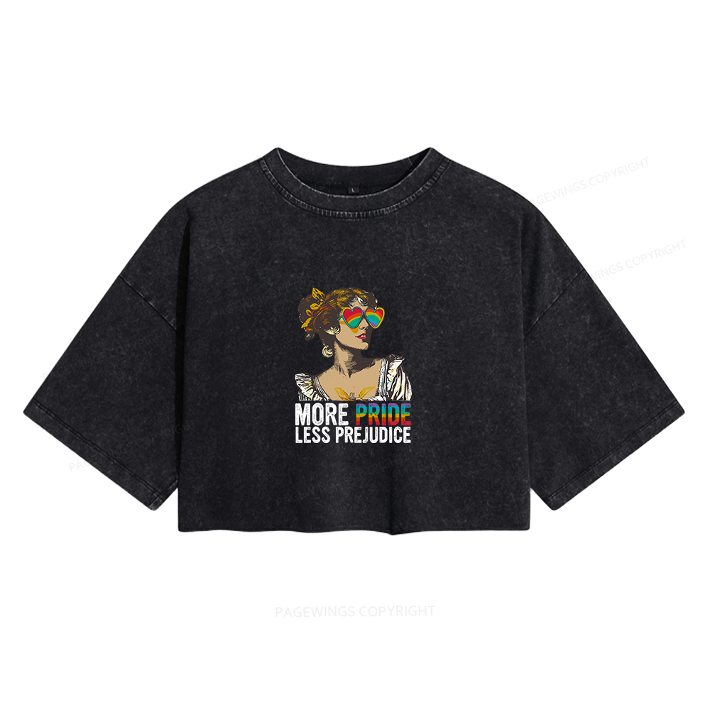 Pagewings More Pride Less Prejudice Women's Washed Cropped T-shirt