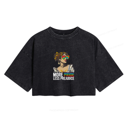 Pagewings More Pride Less Prejudice Women's Washed Cropped T-shirt