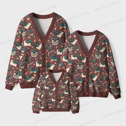 Pagewings Book Dragon Unisex Ugly Cardigan Sweaters
