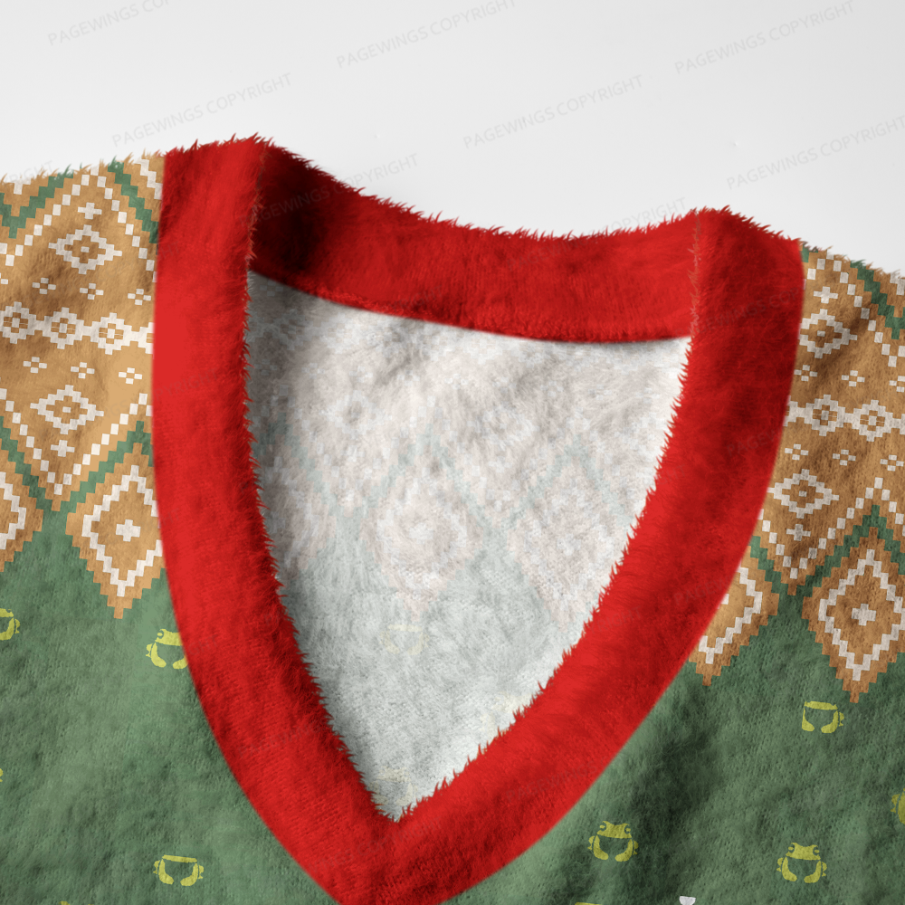Pagewings Bookish Vibe Women's V-Neck Ugly Knit Vest