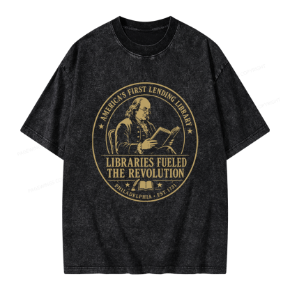 Pagewings Libraries Fueled the Revolution Unisex Washed T-shirt