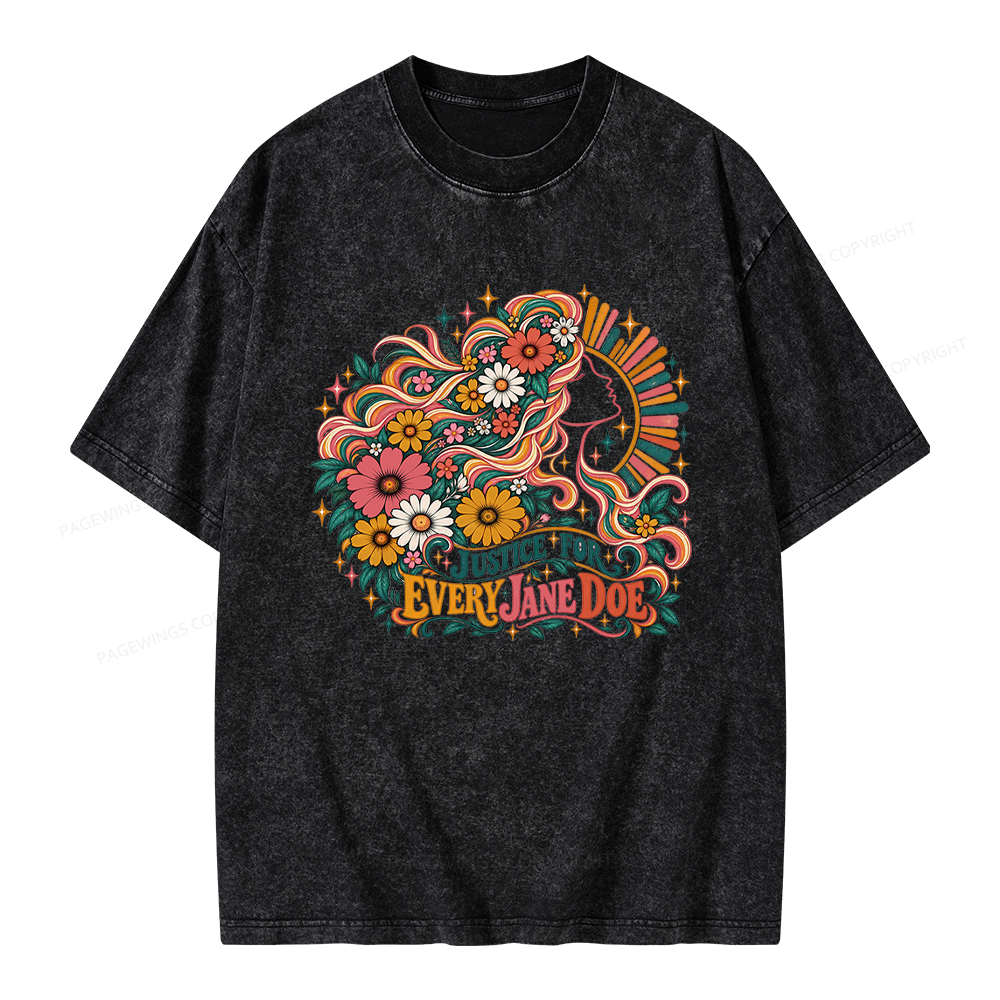 Pagewings Justice for Every Jane Doe Unisex Washed T-shirt