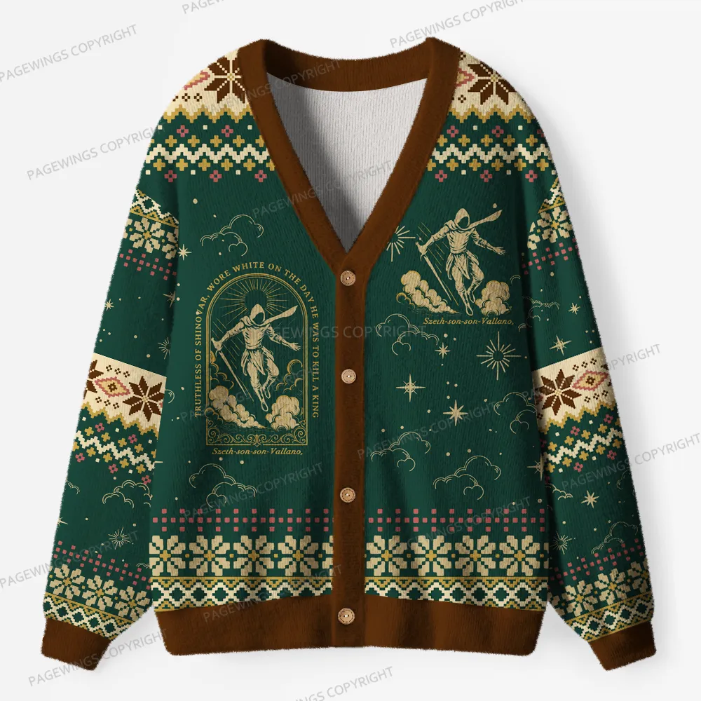 Pagewings Wore White On The Day He Was To Kill A King Unisex Ugly Cardigan Sweaters