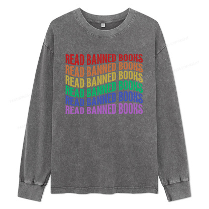 Pagewings Read Banned Books Unisex Washed Long Sleeve T-shirt