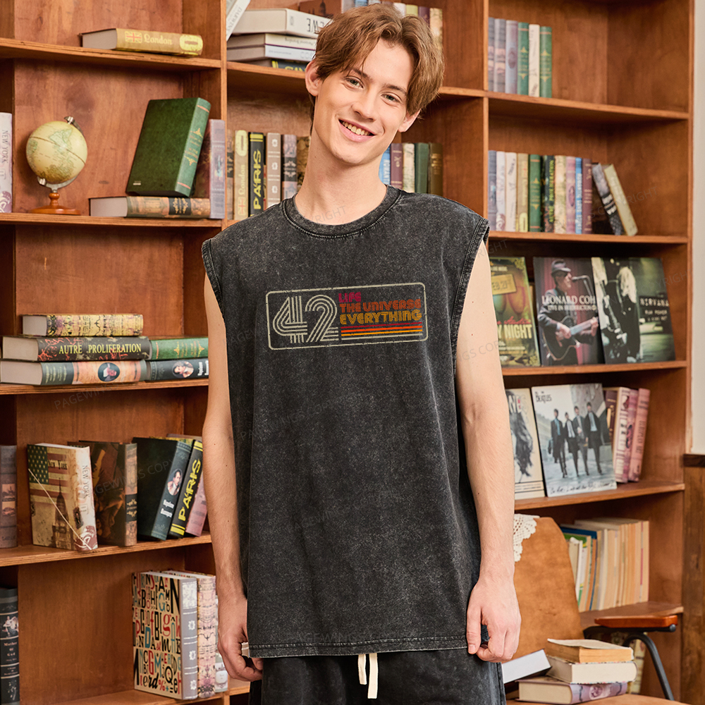 Pagewings Life The Universe Everything Unisex Washed Tank Top