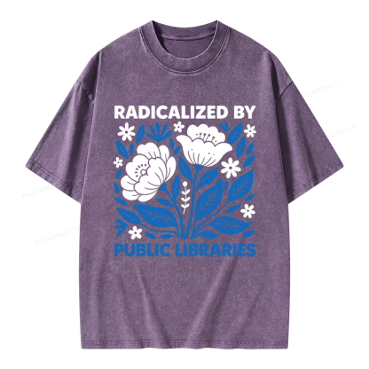 Pagewings Radicalized By Public Libraries Unisex Washed T-shirt