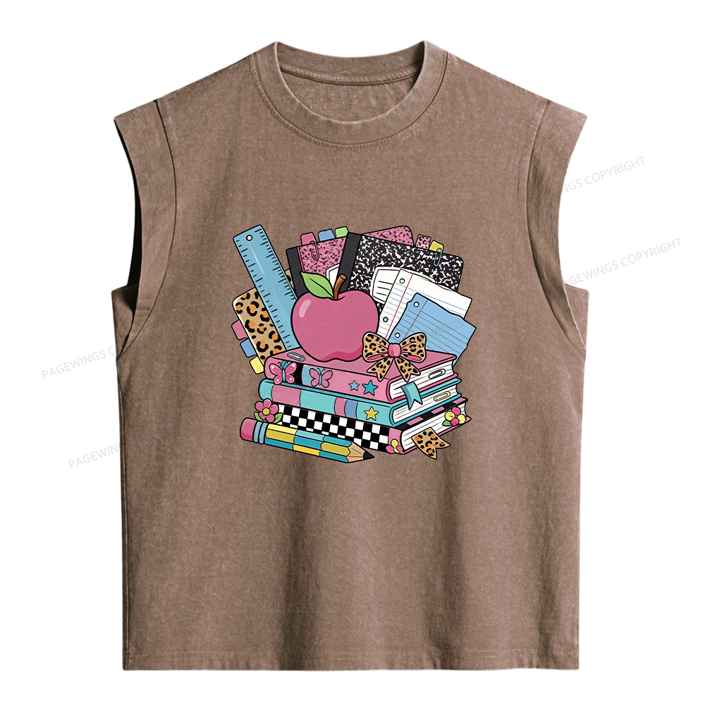 Pagewings Back To School Teacher Women's Washed Tank Top